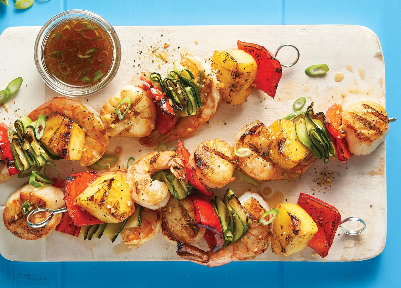 Tropical Grilled Shrimp and Scallop Kabobs