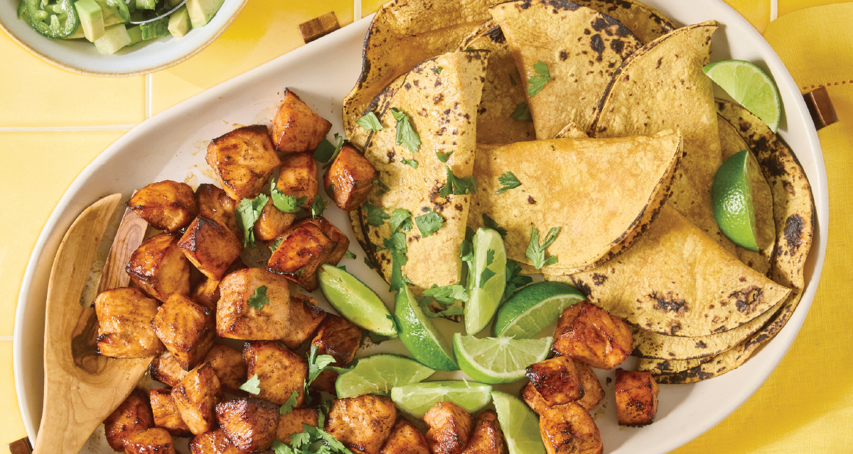 Air-fried Chipotle Salmon Tacos with Avocado Salsa 