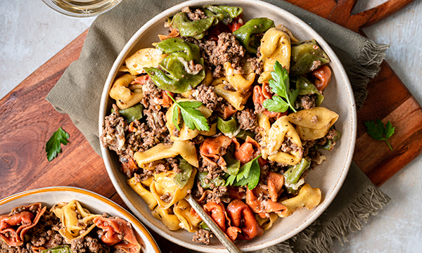 Cheesy Beef Tortelloni Skillet