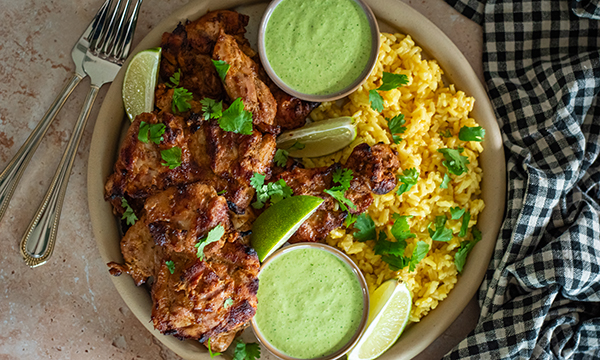 Peruvian Chicken Thighs with Aji Verde Sauce