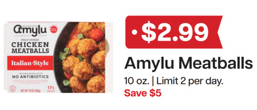L&B Extras Members: $2.99 Amylu Meatballs 10 oz. (Limit 2) Expires 02/11/26