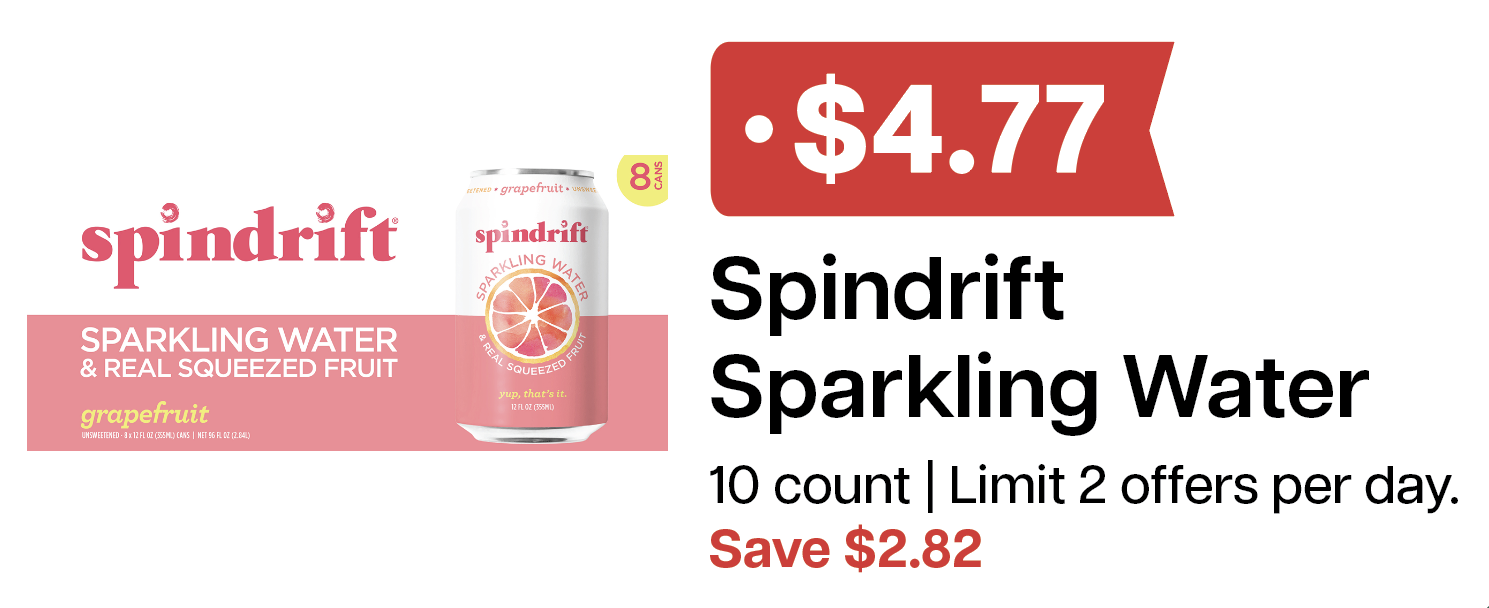 L&B Extras Members: $4.77 Spindrift Sparkling Water 10 count (Limit 2) Expires 03/18/26