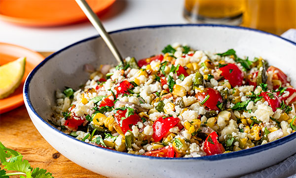 Grilled Corn Salad with Hot Honey Vinaigrette