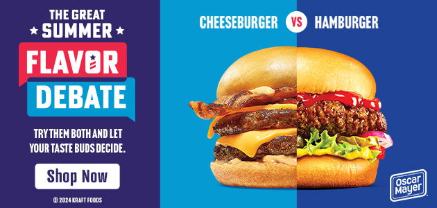 Oscar Mayer: Cheeseburger versus Hamburger. The Great Summer Flavor Debate: Try them both and let you tastebuds decide. Shop Now.