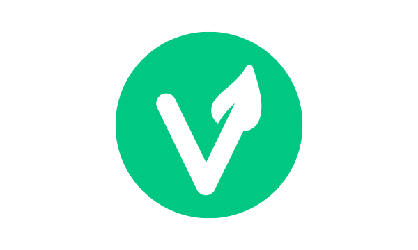 Light Green Circle featuring Letter V with Leaf Stalk Protruding Out Right Side