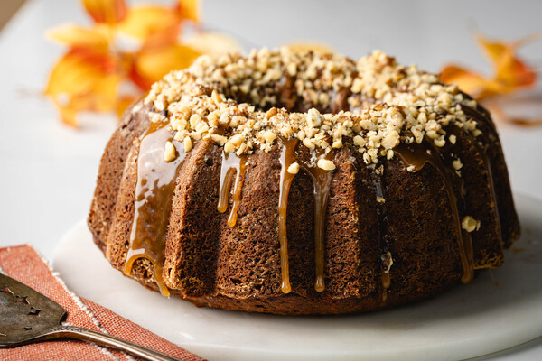 Apple Harvest Cake with Caramel Sauce