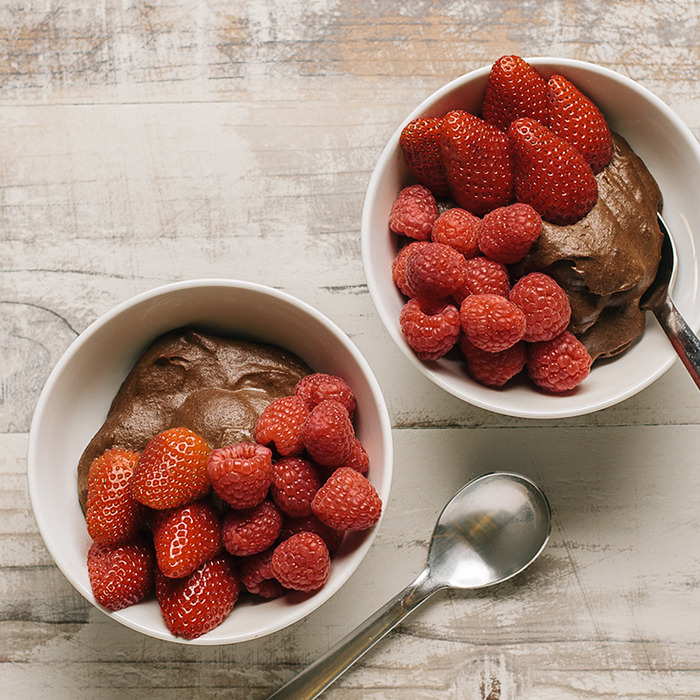 Chocolate Chia Custards with Fresh Fruit