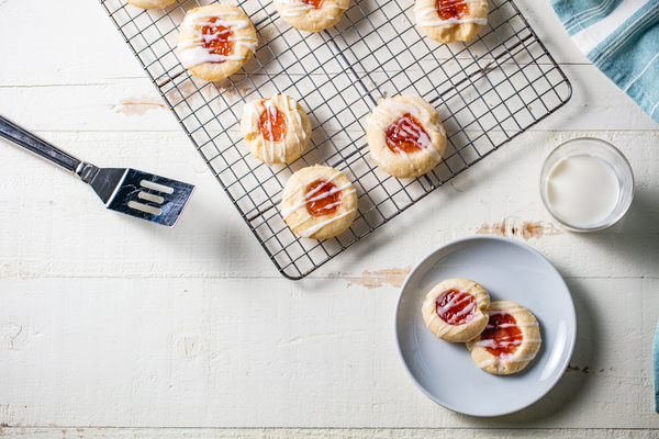 Raspberry Almond Shortbread Thumbprint Cookies