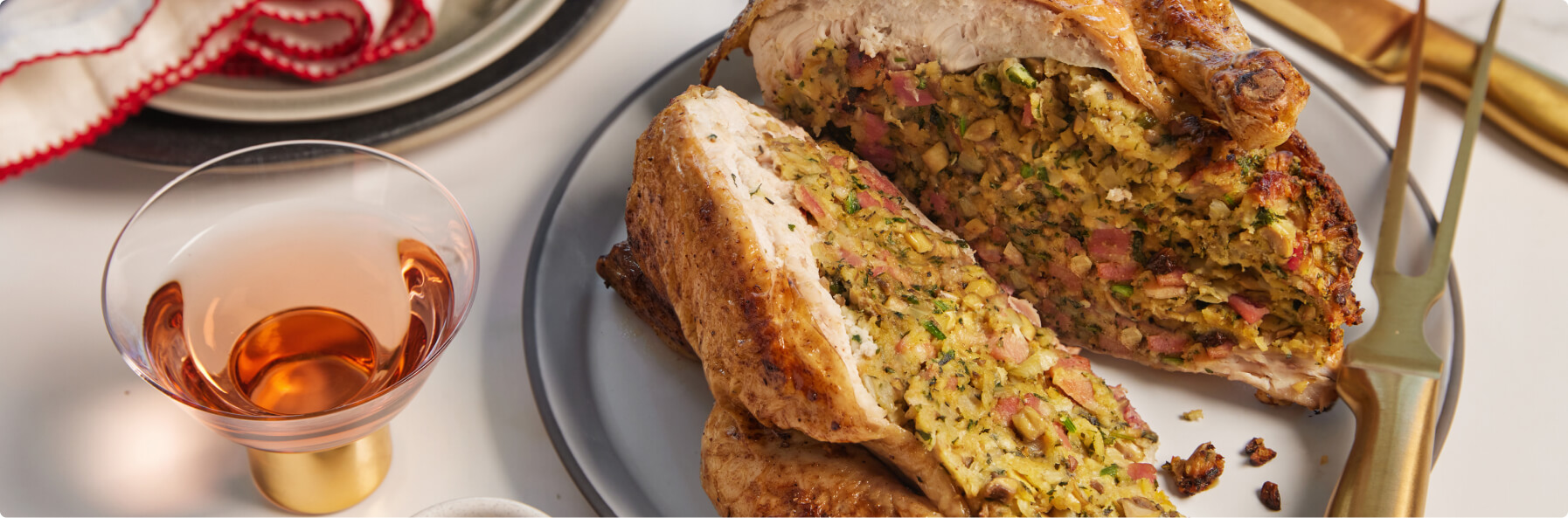 Roast Chicken With Bacon, Mushroom & Herb Stuffing