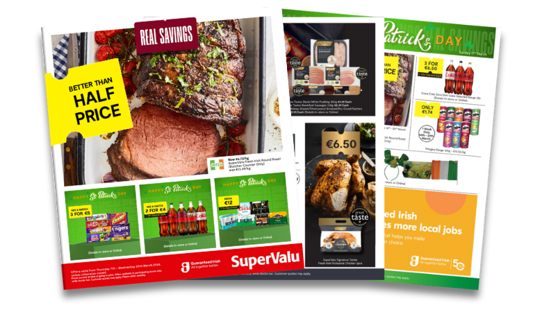 Cover page of the SuperValu promotional magazine that highlights all of the offers at SuperValu