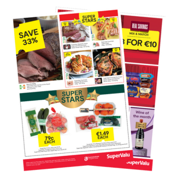 Cover page of the SuperValu promotional magazine that highlights all of the offers at SuperValu