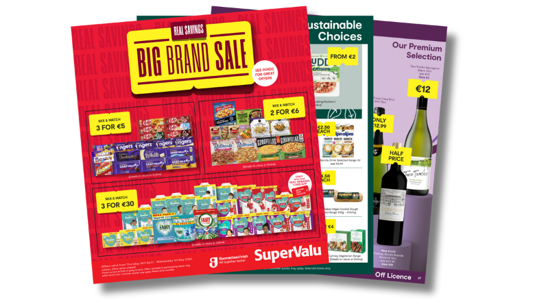 Cover page of the SuperValu promotional magazine that highlights all of the offers at SuperValu