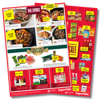 Cover page of the SuperValu promotional magazine that highlights all of the offers at SuperValu