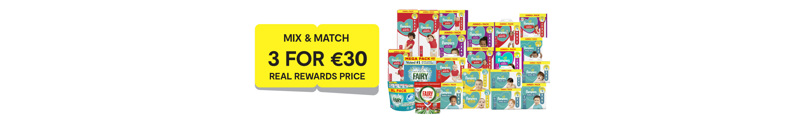 Pampers Jumbo Plus Nappy Range & Fairy Non Bio Range