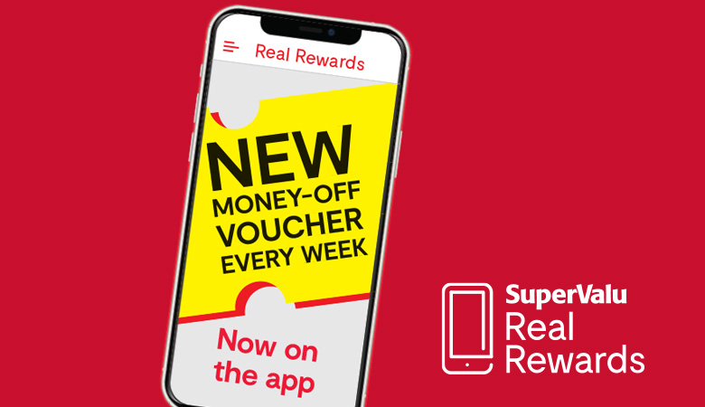 Image of a mobile phone calling out that there is a money off your shop voucher every week when you sign up to Real Rewards