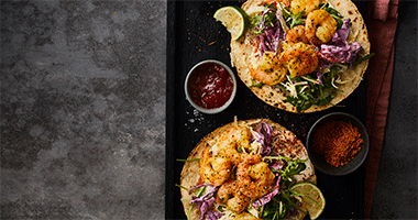 Black Tiger Prawn Tacos