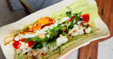 Mexican style Feta Fried Egg with Whipped Avocado Tortilla