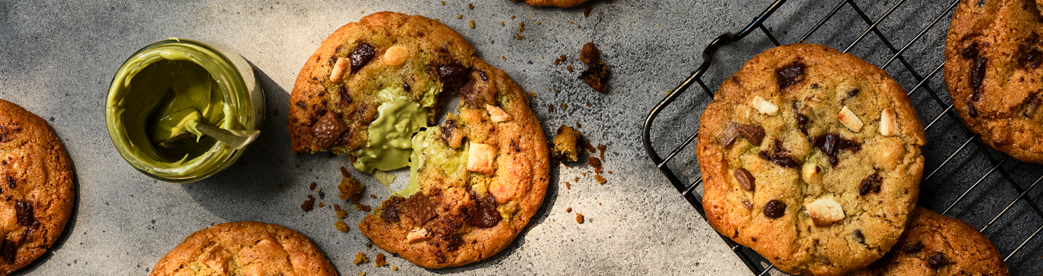 Pistachio Stuffed Chocolate Chip cookies