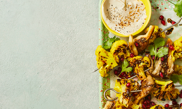 Middle Eastern Spiced BBQ Cauliflower Skewers