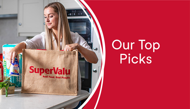 Image of various products on offer that SuperValu have featured in their "Our Top Picks" section