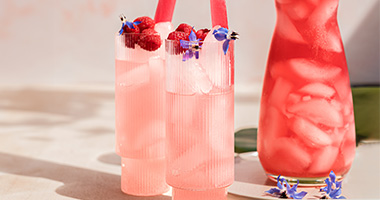 Jess's Raspberry Kombucha and Elderflower Shrub with Frozen Irish Raspberries