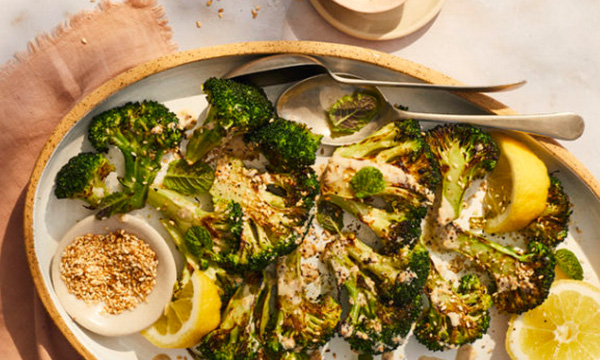 Kevin’s Barbecued Broccoli with Tahini & Lemon Dressing