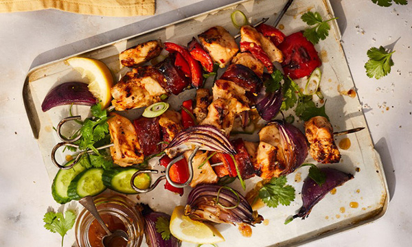 Kevin’s Honey & Beer Glazed Chicken Skewers