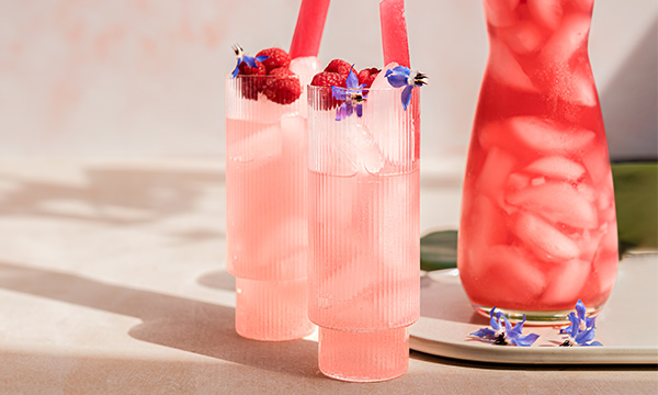 Jess's Raspberry Kombucha and Elderflower Shrub with Frozen Irish Raspberries