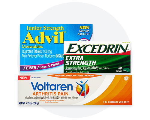 Advil, Voltaren, Excedrin