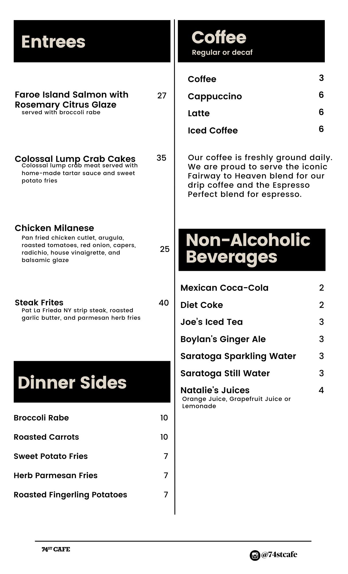 Lunch and dinner menu