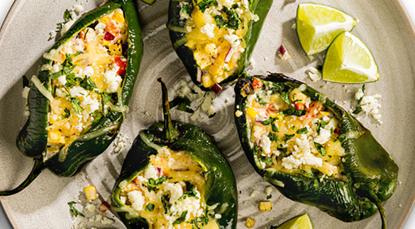 Grilled Corn and Queso Stuffed Poblano Peppers Recipe