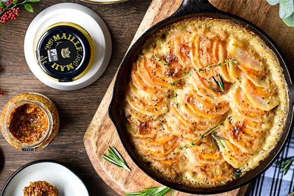  Two potato gratin with Maille Mustard