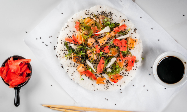 Salmon Sushi Rice Pizza