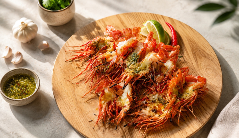 Grilled Spot Prawns with Vietnamese Crack Sauce