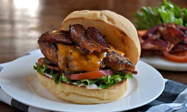 Baked Bacon Cheddar Chicken Burgers 