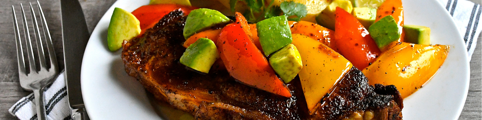 Chili-spiced Steaks with Charred Peppers and Avocado