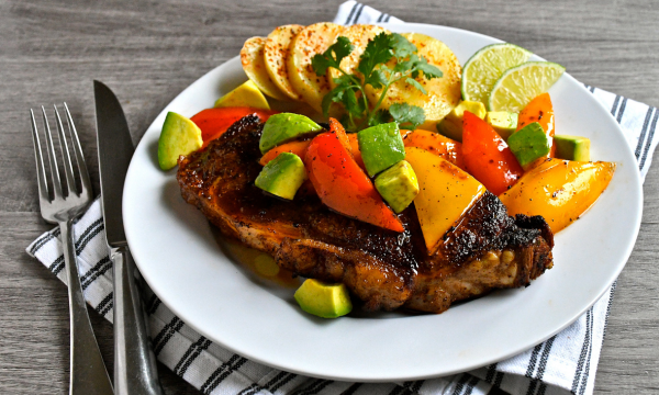 Chili-spiced Steaks with Charred Peppers and Avocado