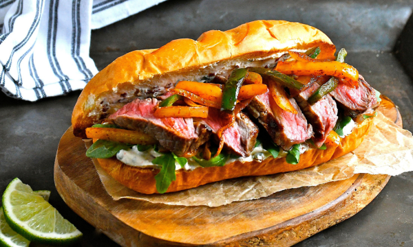 Chipotle Cheese Strip Loin Steak Sandwiches