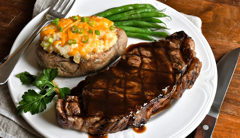 Strip Loin Steaks with Espresso Whiskey Sauce 