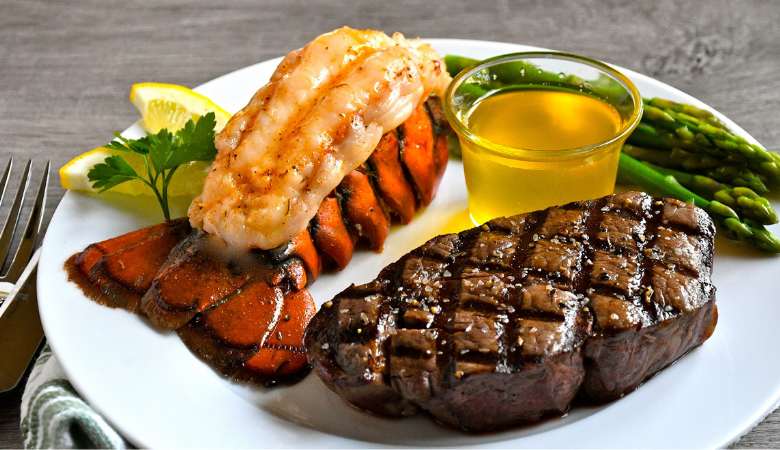 Tenderloin Steaks with Buttery Roasted Lobster Tails