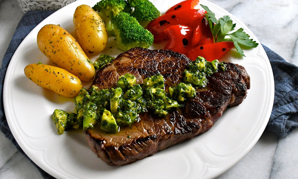 Top Sirloin Steak with Avocado Chimichurri