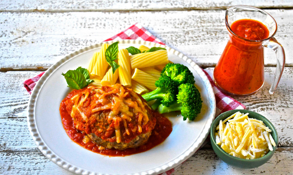 Mini Meatloaf with Basil, Parmesan and Marinara Sauce