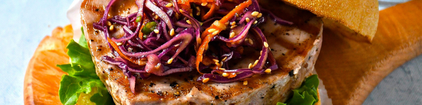 Ahi Tuna Burgers with Wasabi Sesame Slaw