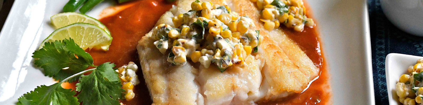 Ling Cod with Chipotle Chili Sauce and Street Corn Salsa