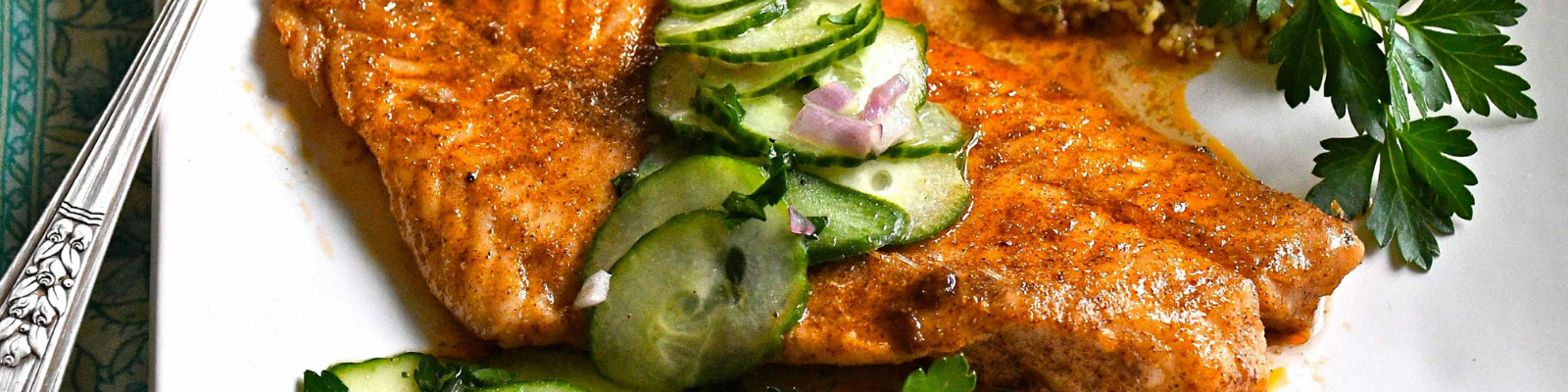 Middle-Eastern Spiced Snapper with Lemony Cucumber Salad 