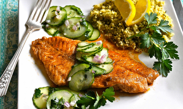 Middle-Eastern Spiced Snapper with Lemony Cucumber Salad 