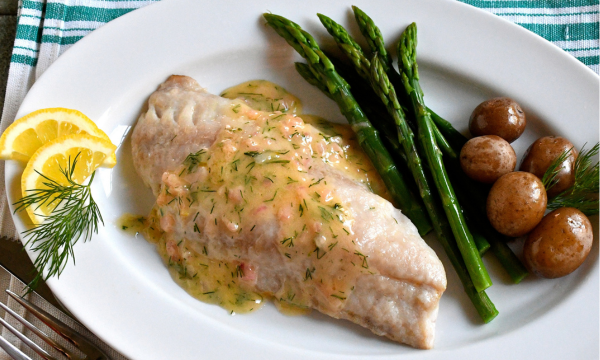 Rockfish Fillets with Lemon Dill Butter Sauce 