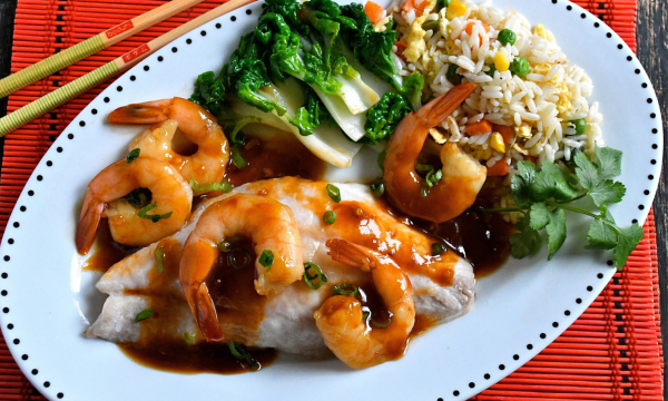 Snapper with Szechuan-style Shrimp 