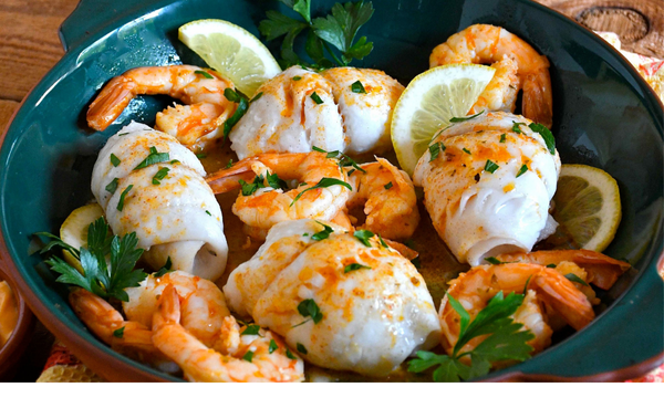 Roasted Sole with Spanish-style Prawns