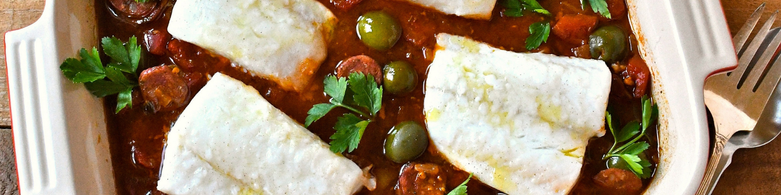 Spanish-style Cod with Chorizo and Olives 